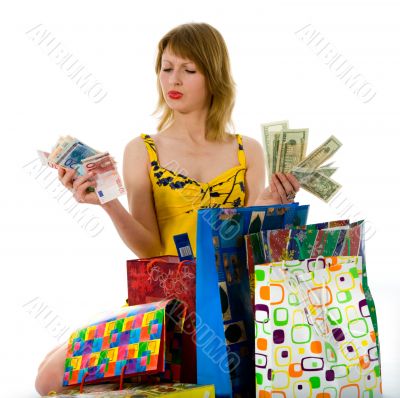 expressive woman shopping