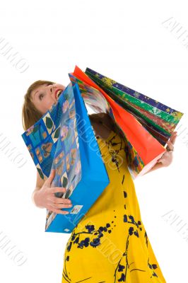 expressive woman shopping