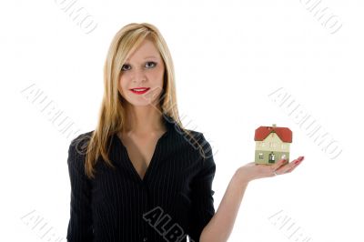 Business woman advertises real estate