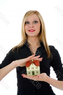 Business woman advertises real estate