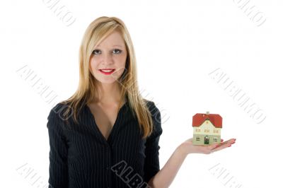 Business woman advertises real estate
