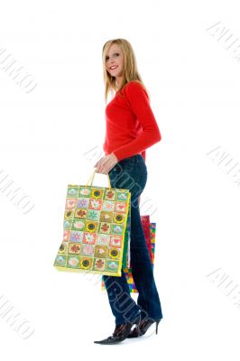 expressive woman shopping