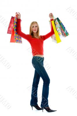 expressive woman shopping