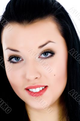 portrait of the brunette with blue eye