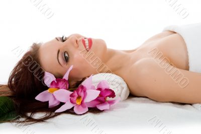 Attractive woman getting spa treatment
