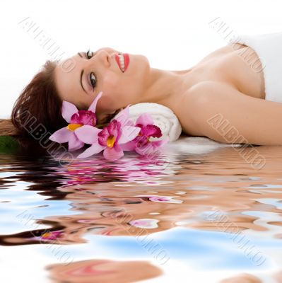 Attractive woman getting spa treatment