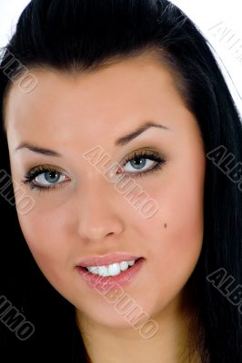 portrait of the brunette with blue eye