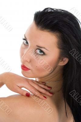 portrait of the brunette with blue eye