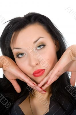 portrait of the brunette with blue eye