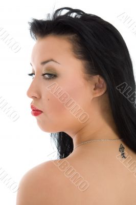 portrait of the brunette with blue eye