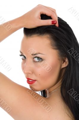 portrait of the brunette with blue eye