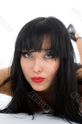 portrait of the brunette with blue eye