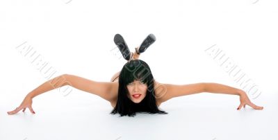 portrait of the brunette with blue eye