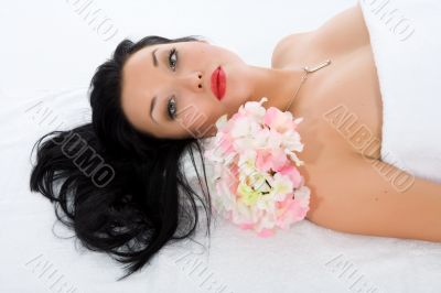 Attractive woman getting spa treatment