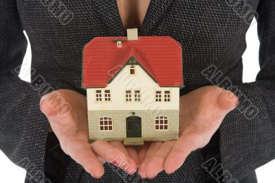 Business woman advertises real estate