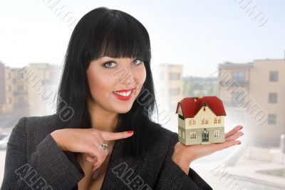 Business woman advertises real estate