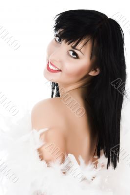 portrait of the brunette with blue eye