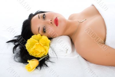 Attractive woman getting spa treatment