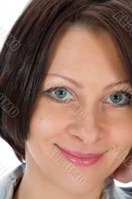 portrait of the brunette with blue eye on