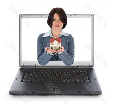 Business woman advertises real estate