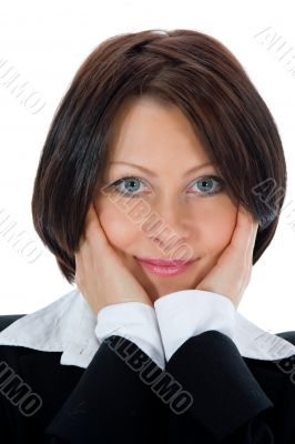 portrait of the brunette with blue eye
