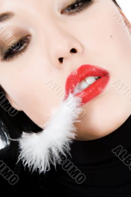 portrait of the brunette with plume