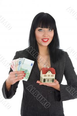 Business woman advertises real estate