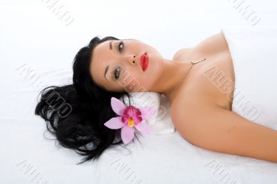 Attractive woman getting spa treatment