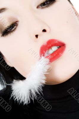 portrait of the brunette with plume