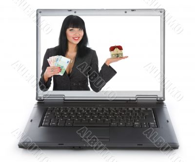 Business woman advertises real estate