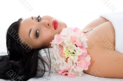 Attractive woman getting spa treatment