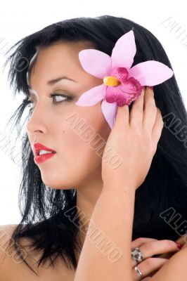 portrait of the brunette with blue eye