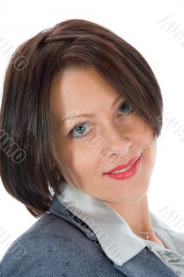 portrait of the brunette with blue eye on