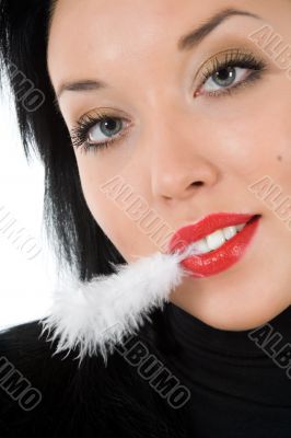 portrait of the brunette with plume