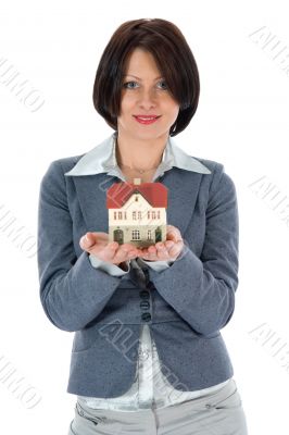 Business woman advertises real estate