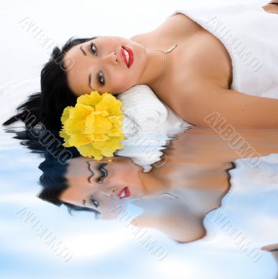 Attractive woman getting spa treatment