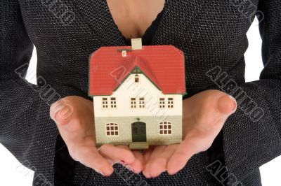 Business woman advertises real estate