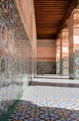 architectural details of Courtyard of Ali Ben Youssef Madrasa