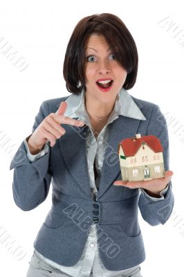Business woman advertises real estate
