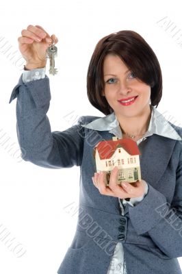 Business woman advertises real estate