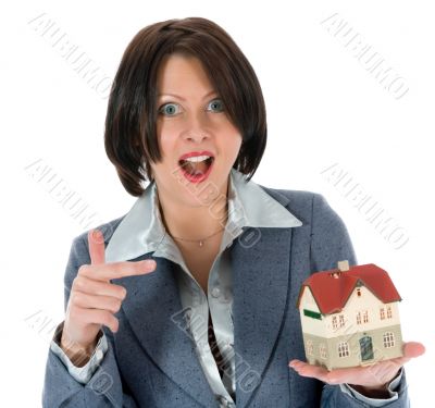 Business woman advertises real estate