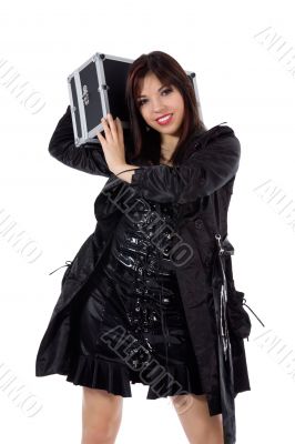 Beautiful woman with valise