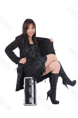 Beautiful woman with valise