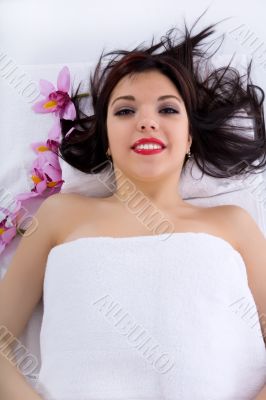 Attractive woman getting spa treatment