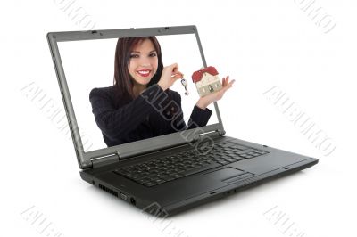 Business woman advertises real estate