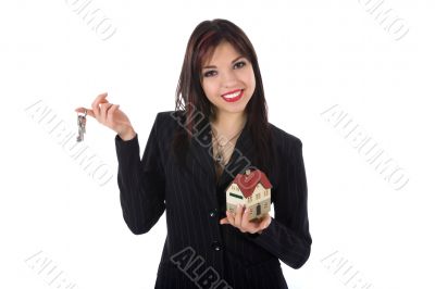 Business woman advertises real estate