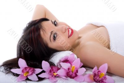 Attractive woman getting spa treatment