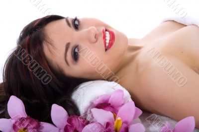 Attractive woman getting spa treatment
