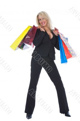 expressive woman shopping