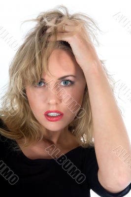 portrait of the blonde with blue eye